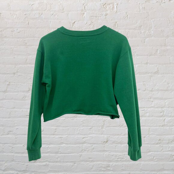 Star Wars Mandalorian Grogu Baby Yoda Green Cropped Sweatshirt Raw Hem M - Picture 3 of 9